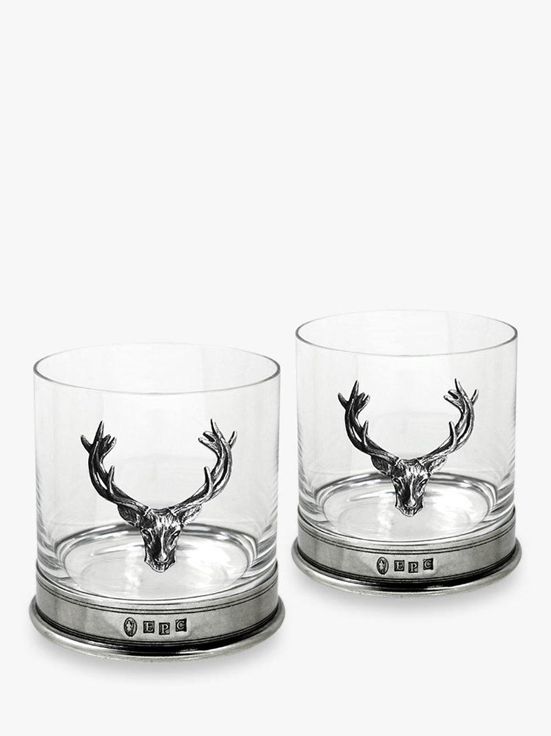 English Pewter Company stag design pewter tumblers set of two - British product