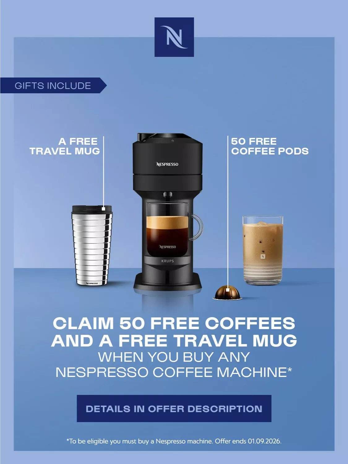 KRUPS Nespresso Vertuo Next Coffee Machine, imported from the UK