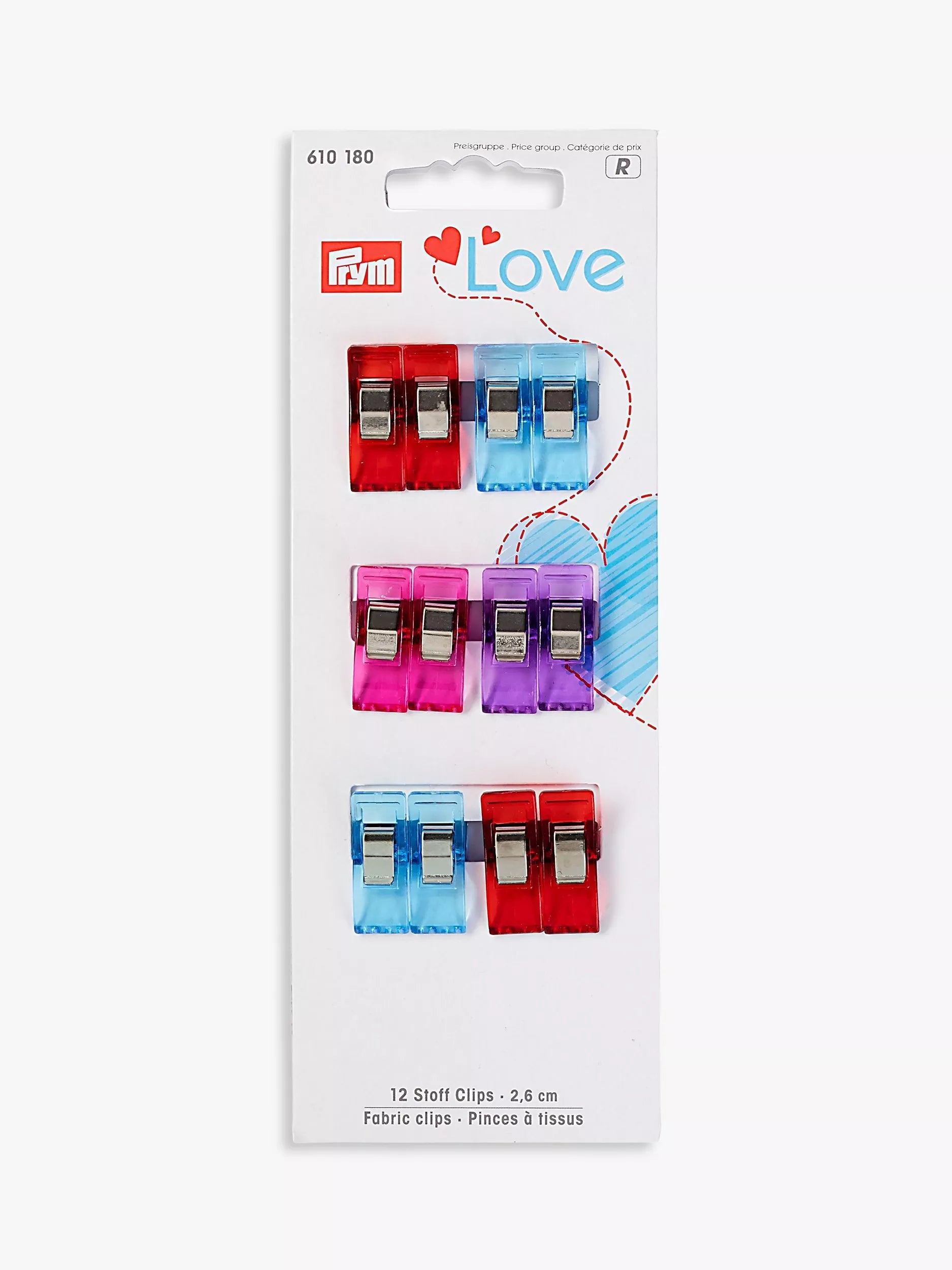 Prym Love fabric clips 6cm pack of 12 - British product