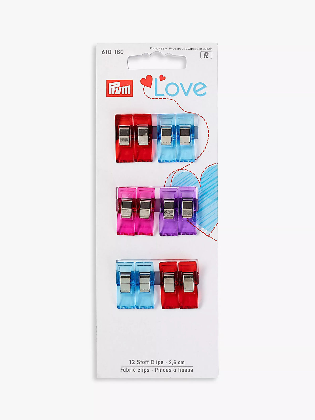 Prym Love fabric clips 6cm pack of 12 - British product