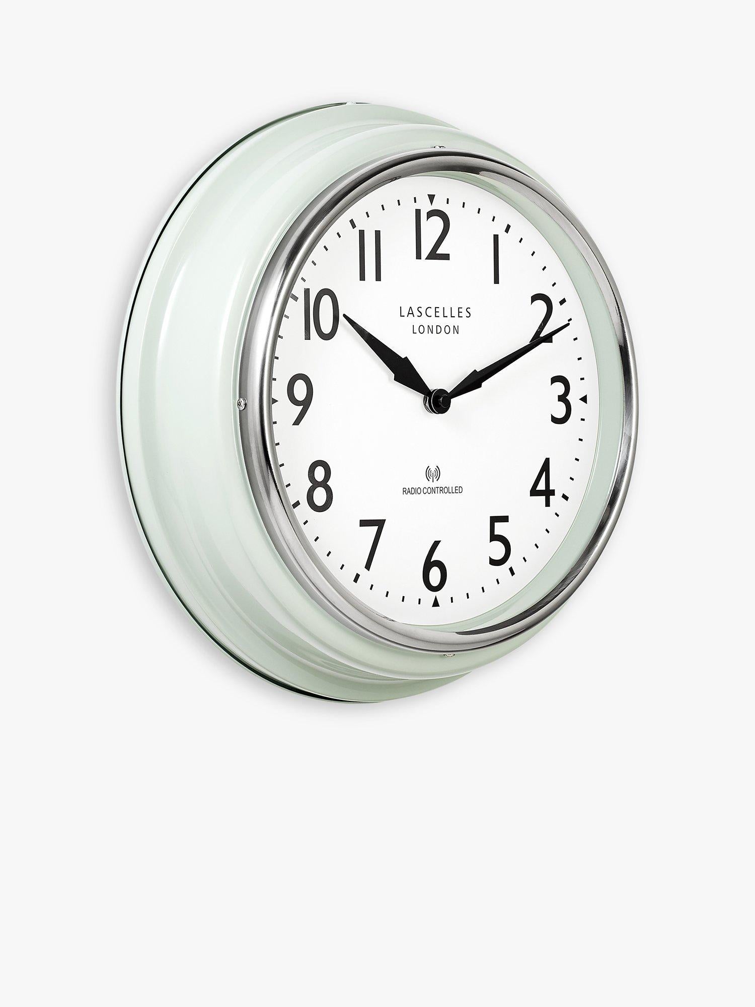 Lascelles retro wall clock 35cm pastel green, UK version