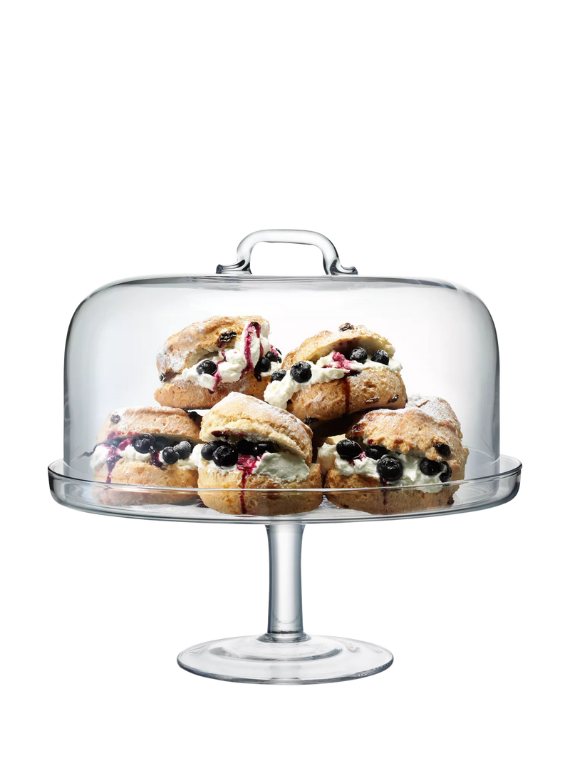 LSA International clear glass domed cake stand 34.5cm (British brand)