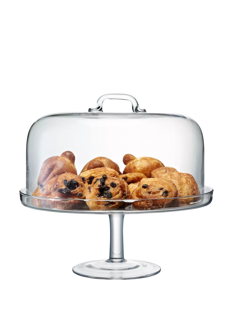 LSA International clear glass domed cake stand 34.5cm (British brand)