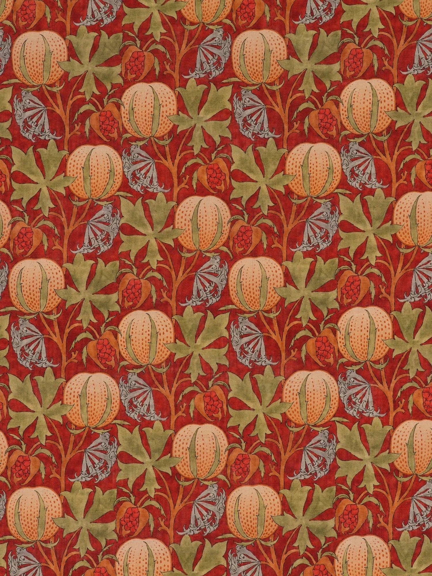 GP & J Baker Pumpkins Furnishing Fabric, Red/Green