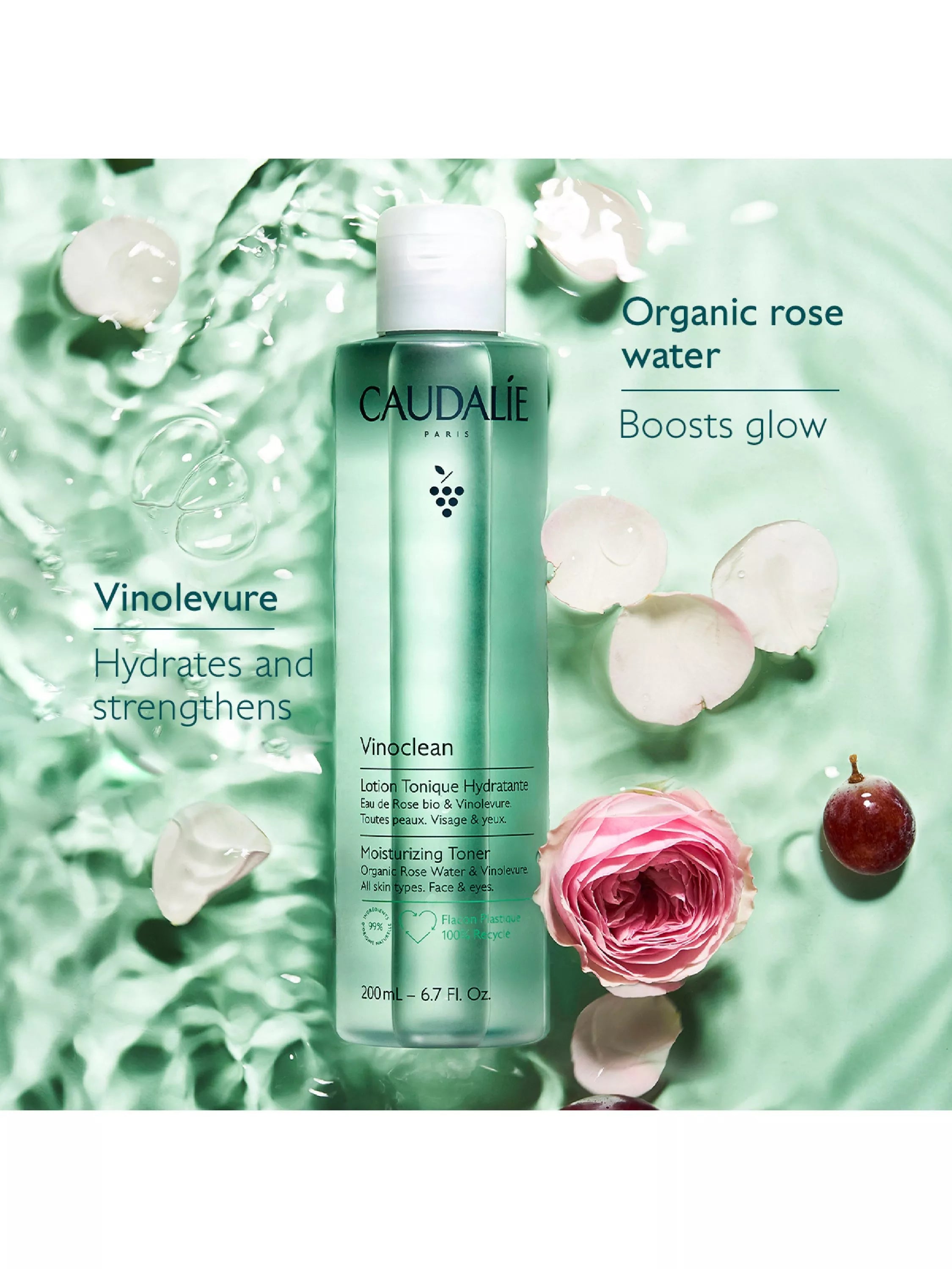 Caudalie Moisturising Toner with Rose Water 200ml, UK version