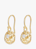 Dower & Hall Textured Round Charm and Sapphire Twinkle Drop Earrings
