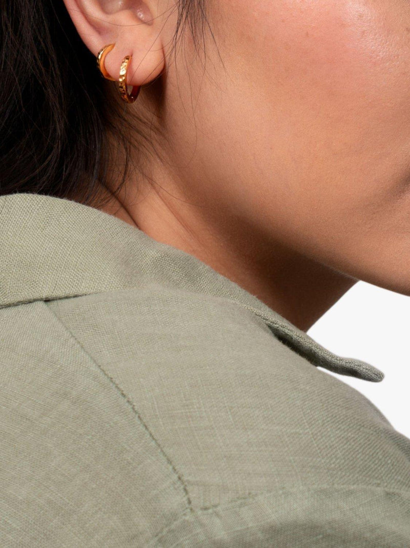 Dower & Hall large hammered hoop earrings 1.5cm (British brand)