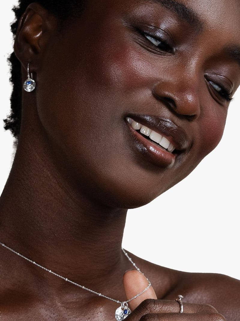 Dower & Hall sapphire drop earrings sterling silver - British product