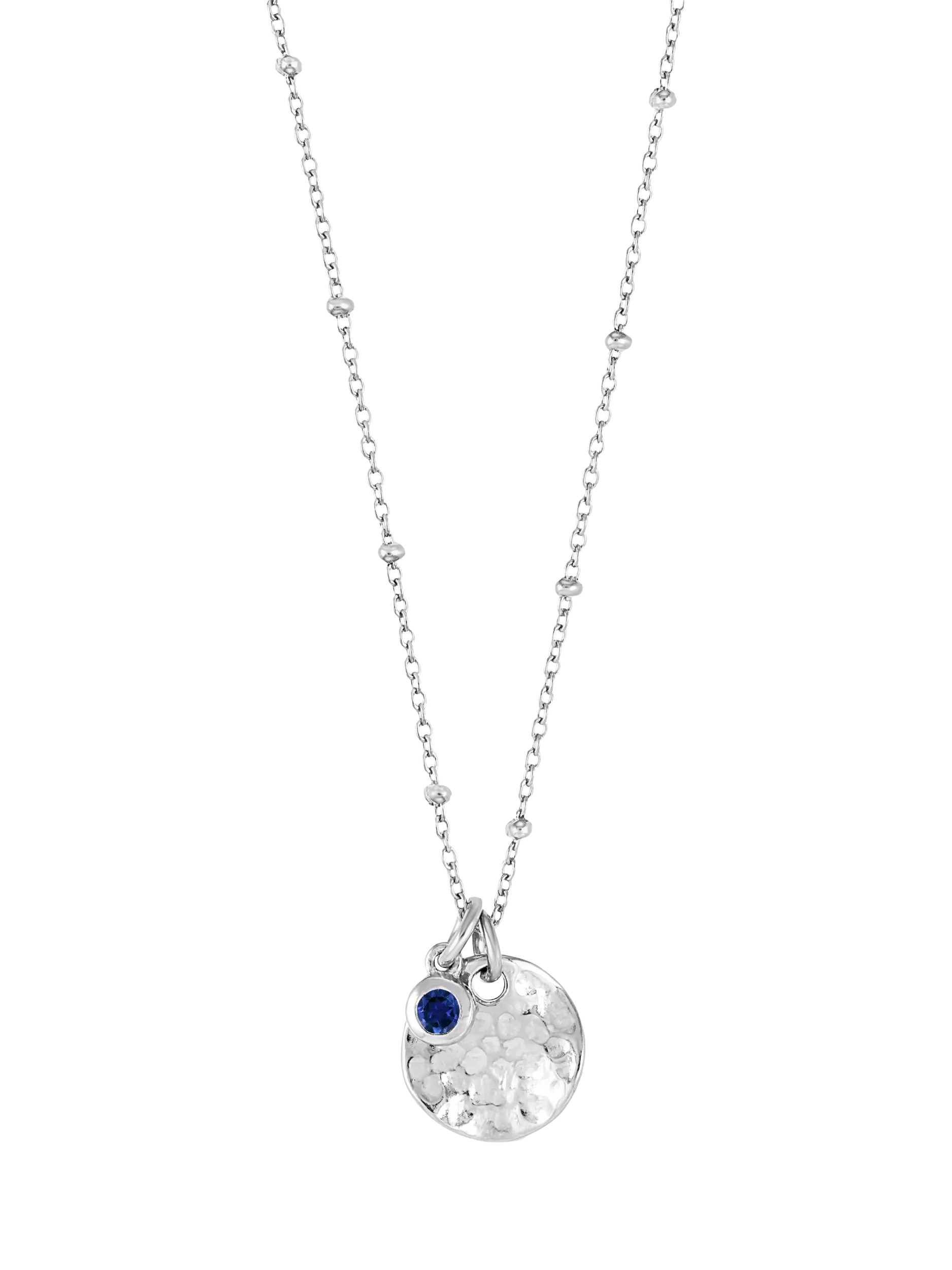 Dower & Hall Textured Round Charm and Sapphire Twinkle Pendant Necklace, 46cm