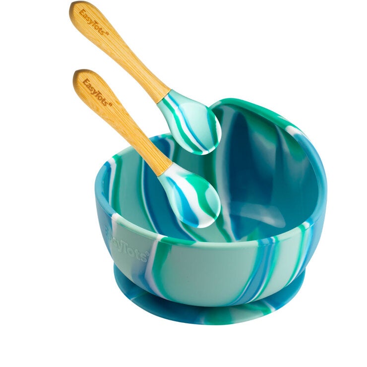 EasyTots suction bowl with bamboo spoons 11cm (British brand)