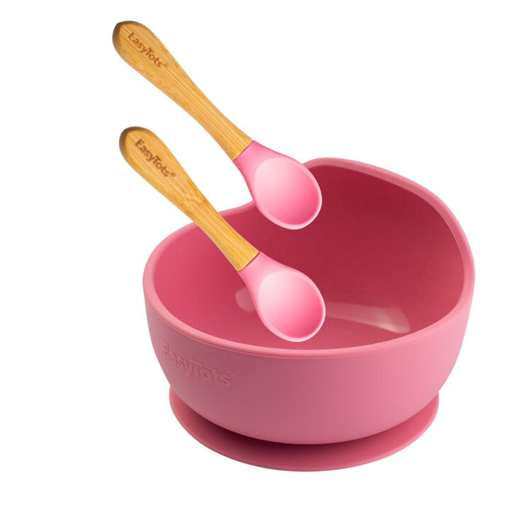 EasyTots suction bowl with bamboo spoons 11cm (British brand)