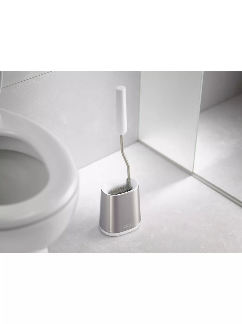 Joseph Joseph Flex Lite stainless steel toilet brush with flexible D-shaped head, UK version