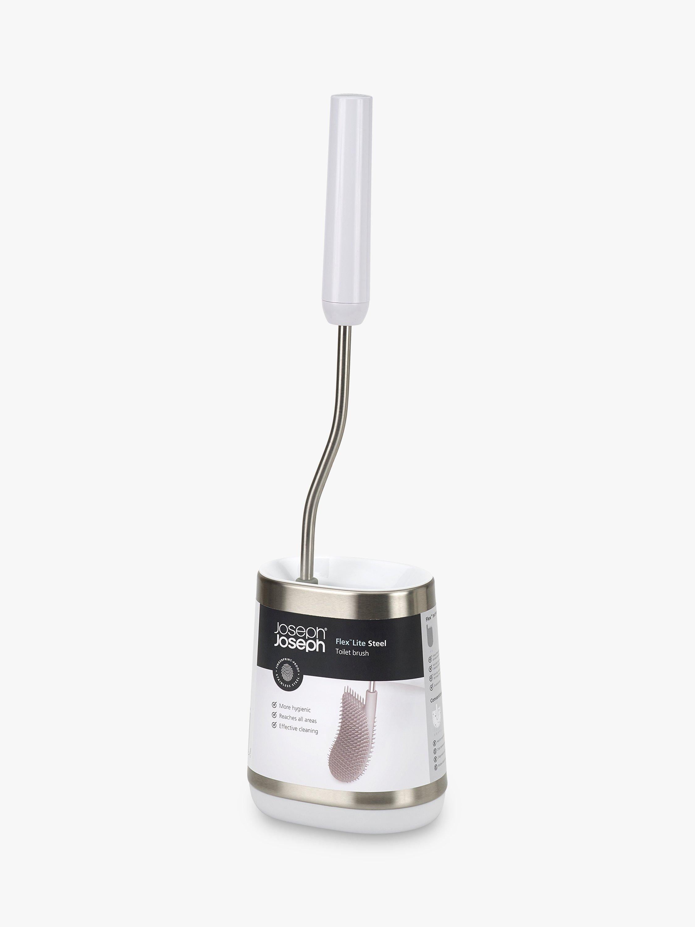 Joseph Joseph Flex Lite stainless steel toilet brush with flexible D-shaped head, UK version