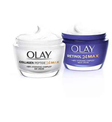 Olay Sleigh To The MAX with Collagen Peptide24 MAX Day Moisturiser & Retinol24 MAX Night Moisturiser Bundle