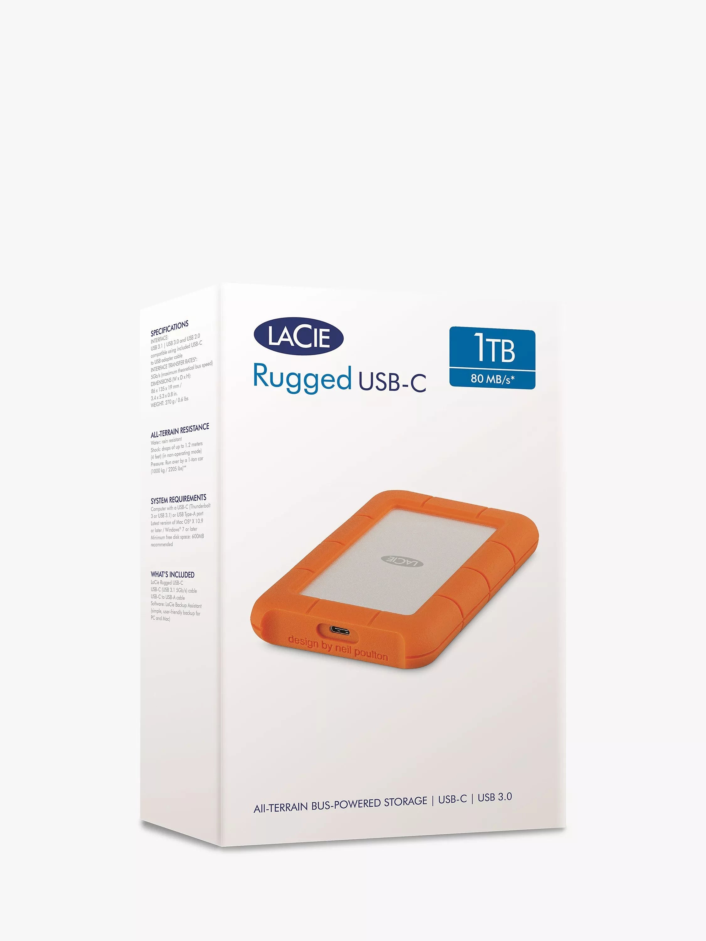 LaCie Rugged external hard drive 1TB orange, UK version