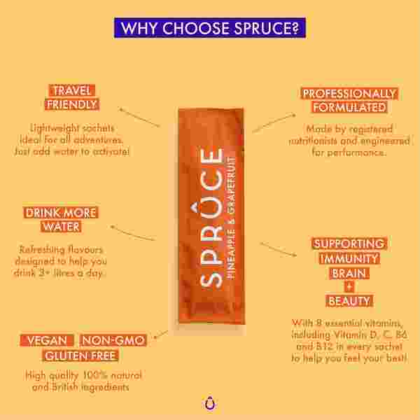 Spruce pineapple and grapefruit water enhancer, UK version