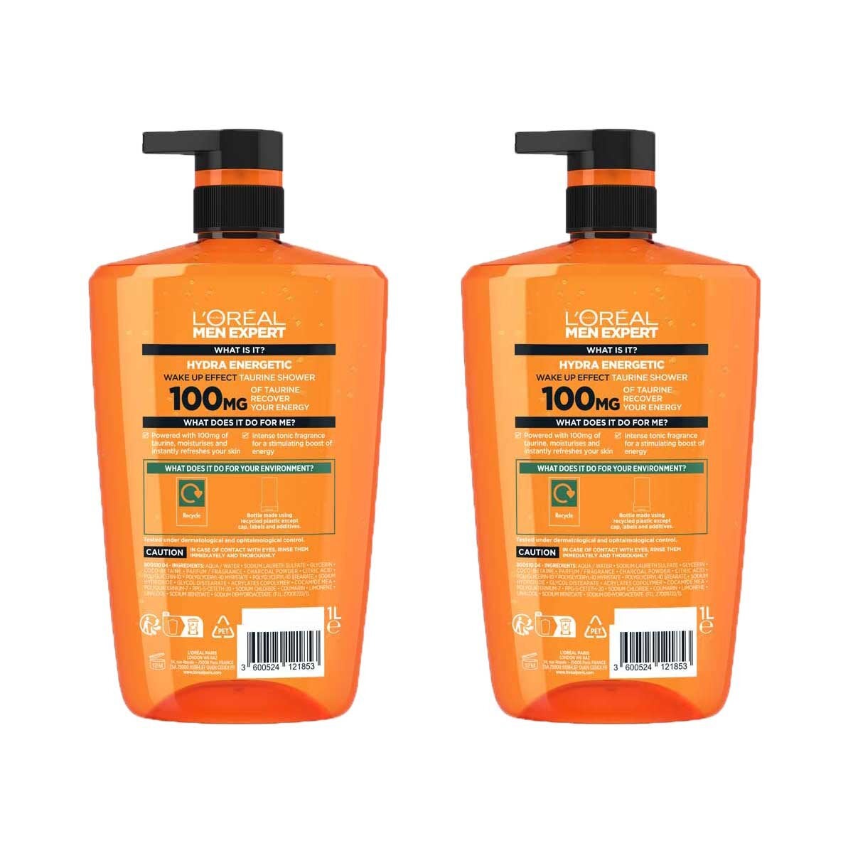 Men's Carbon and Hydra Energetic Shower Gel Twin Pack, 2 Litres Each