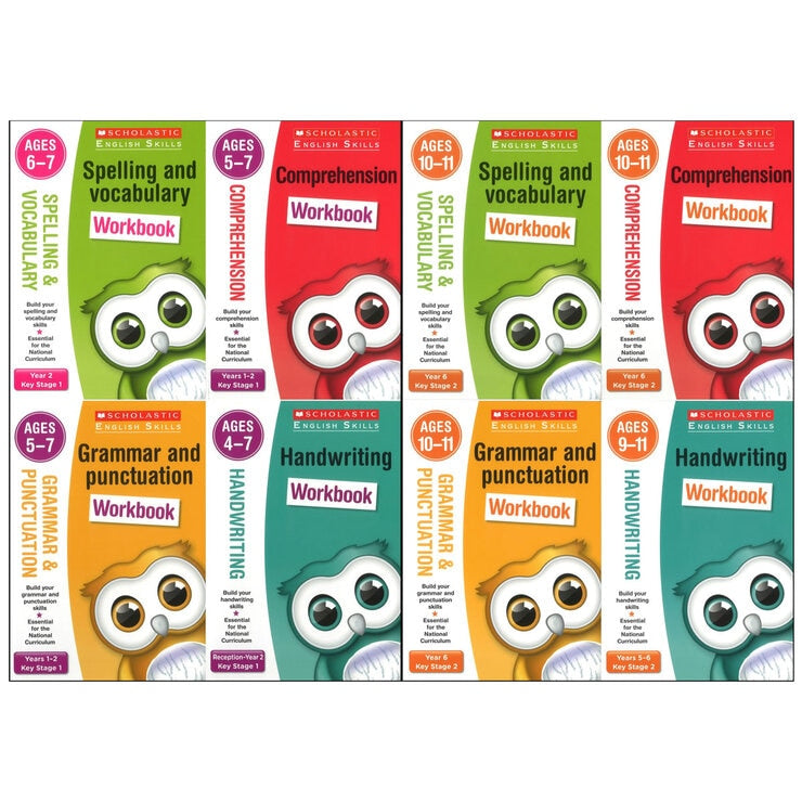 English skills 4 book pack for children ages 4-11 (British brand)