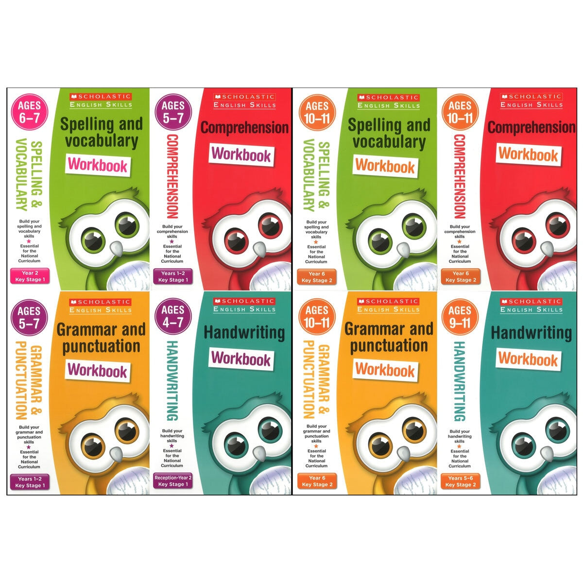 English skills 4 book pack for children ages 4-11 (British brand)