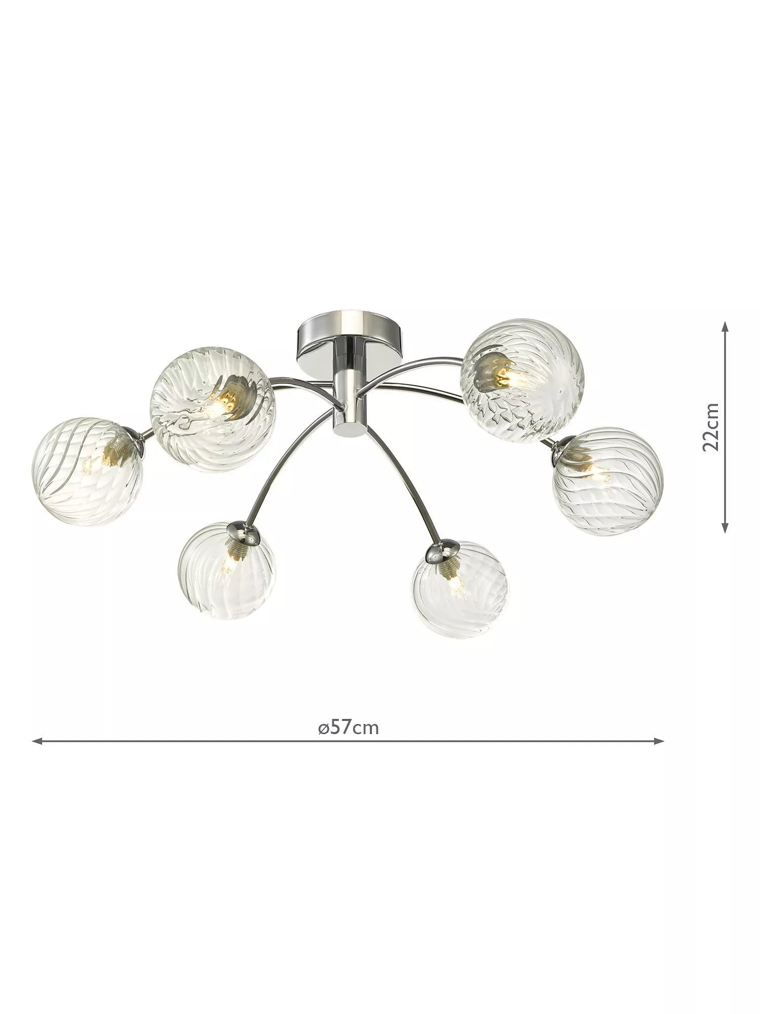 Där Izzy twisted glass ceiling light clear polished chrome - British product