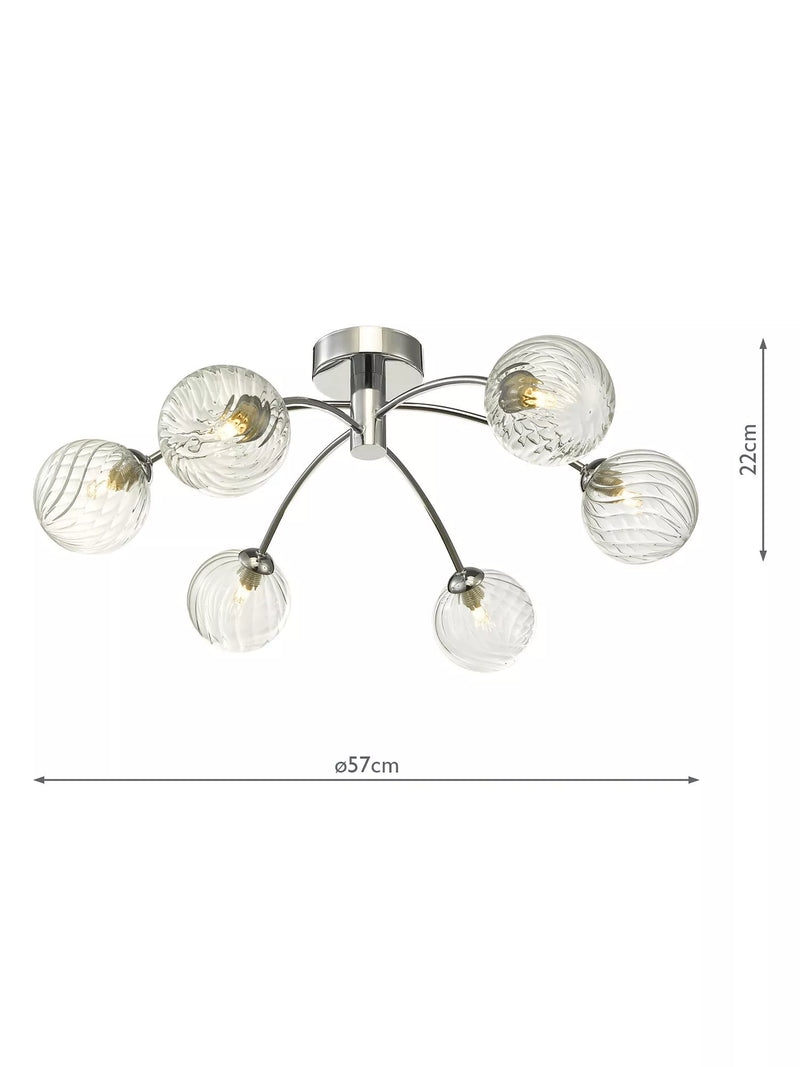 Där Izzy twisted glass ceiling light clear polished chrome - British product