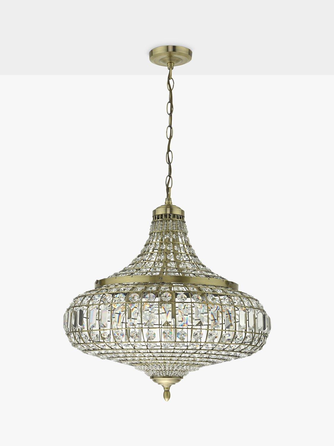 Där Asmara crystal ceiling light in antique brass - British product