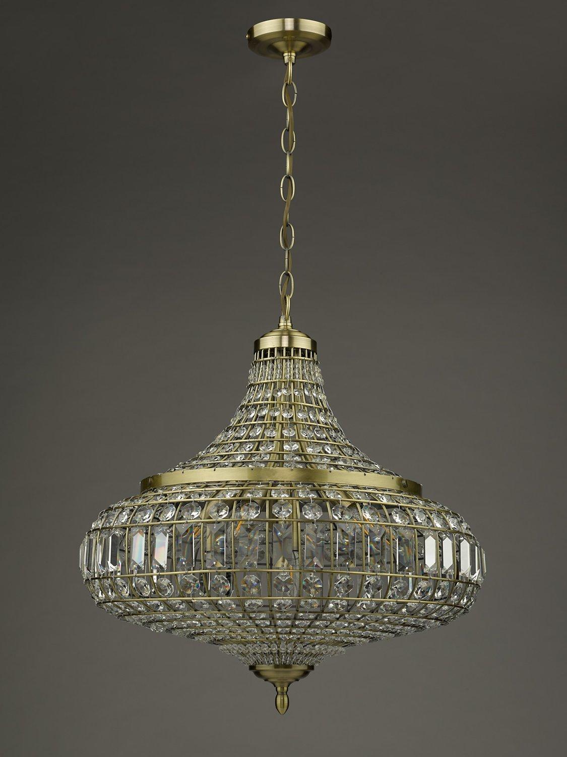Där Asmara crystal ceiling light in antique brass - British product
