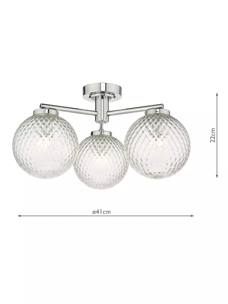 Där Wayne semi flush ceiling light polished chrome - British product