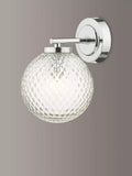 Där bathroom wall light with textured glass shade, polished chrome (British brand)