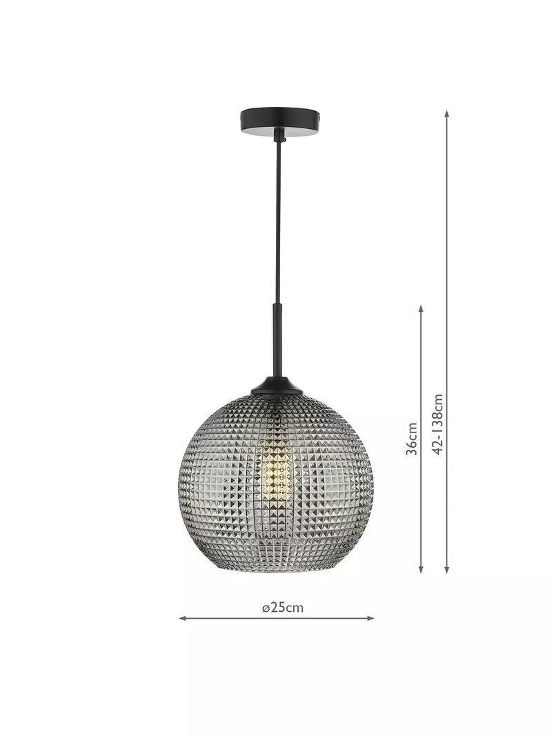 Där Soren textured glass ceiling light smoke finish (British brand)