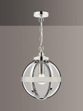 Polished Nickel Ceiling Pendant Light with Clear Glass, 30cm Diameter and 1m Chain