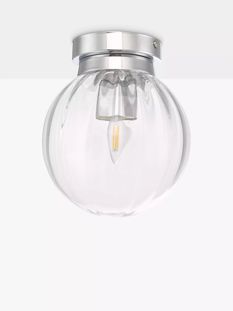 Där bathroom ceiling light clear polished chrome semi flush, UK version