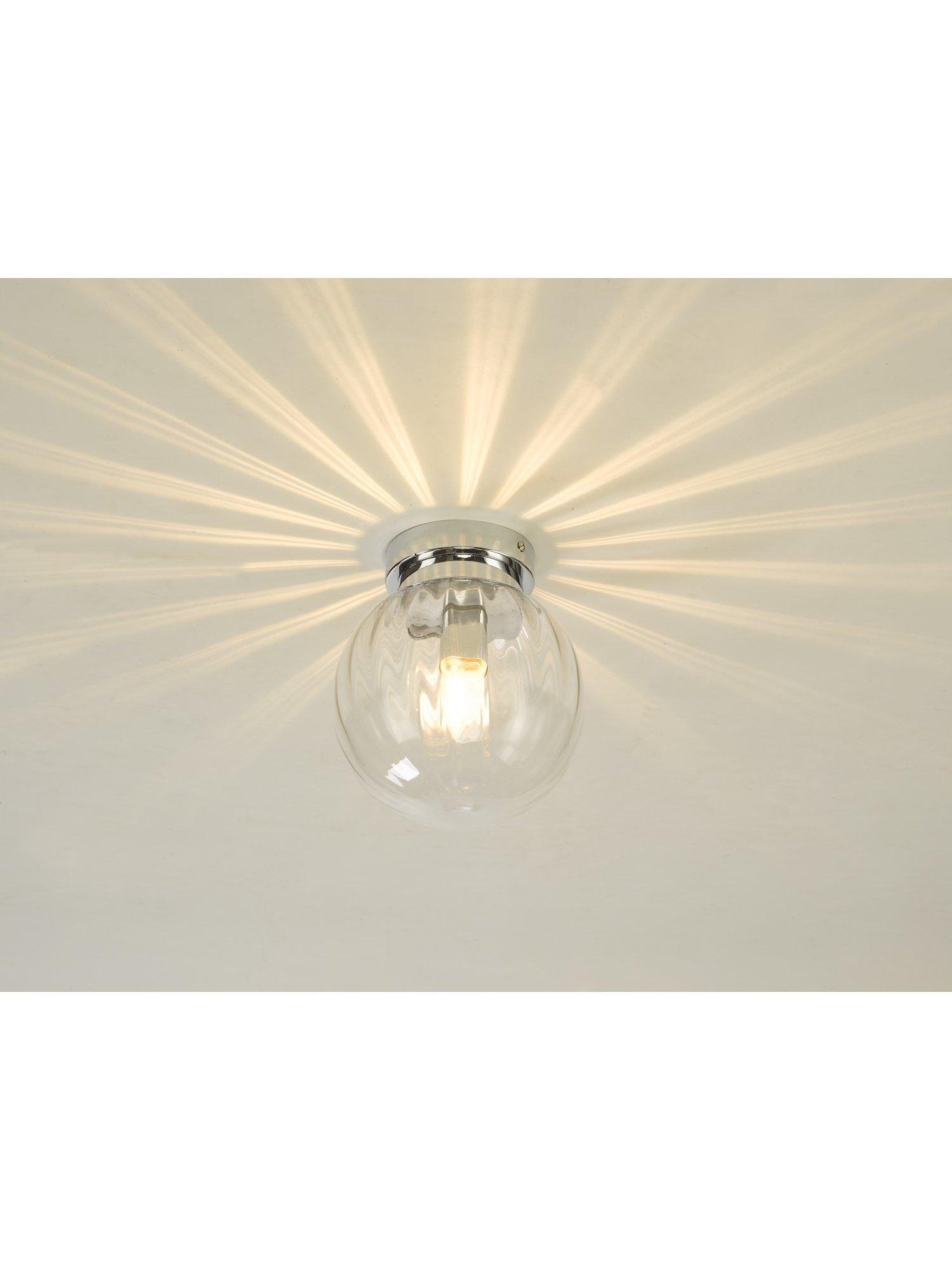 Där bathroom ceiling light clear polished chrome semi flush, UK version