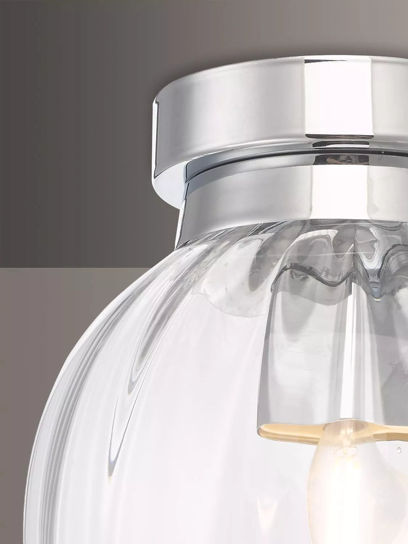 Där bathroom ceiling light clear polished chrome semi flush, UK version
