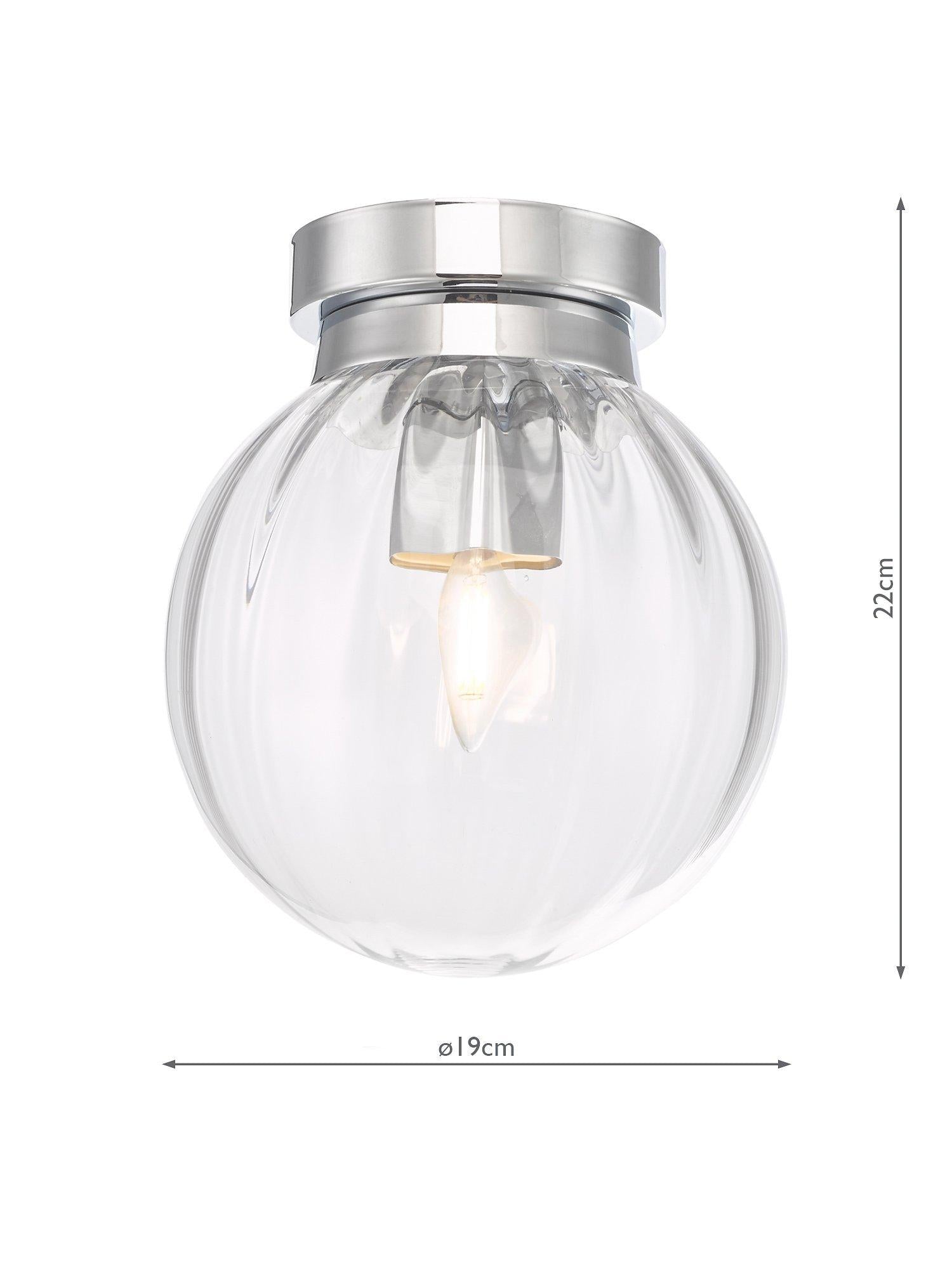 Där bathroom ceiling light clear polished chrome semi flush, UK version