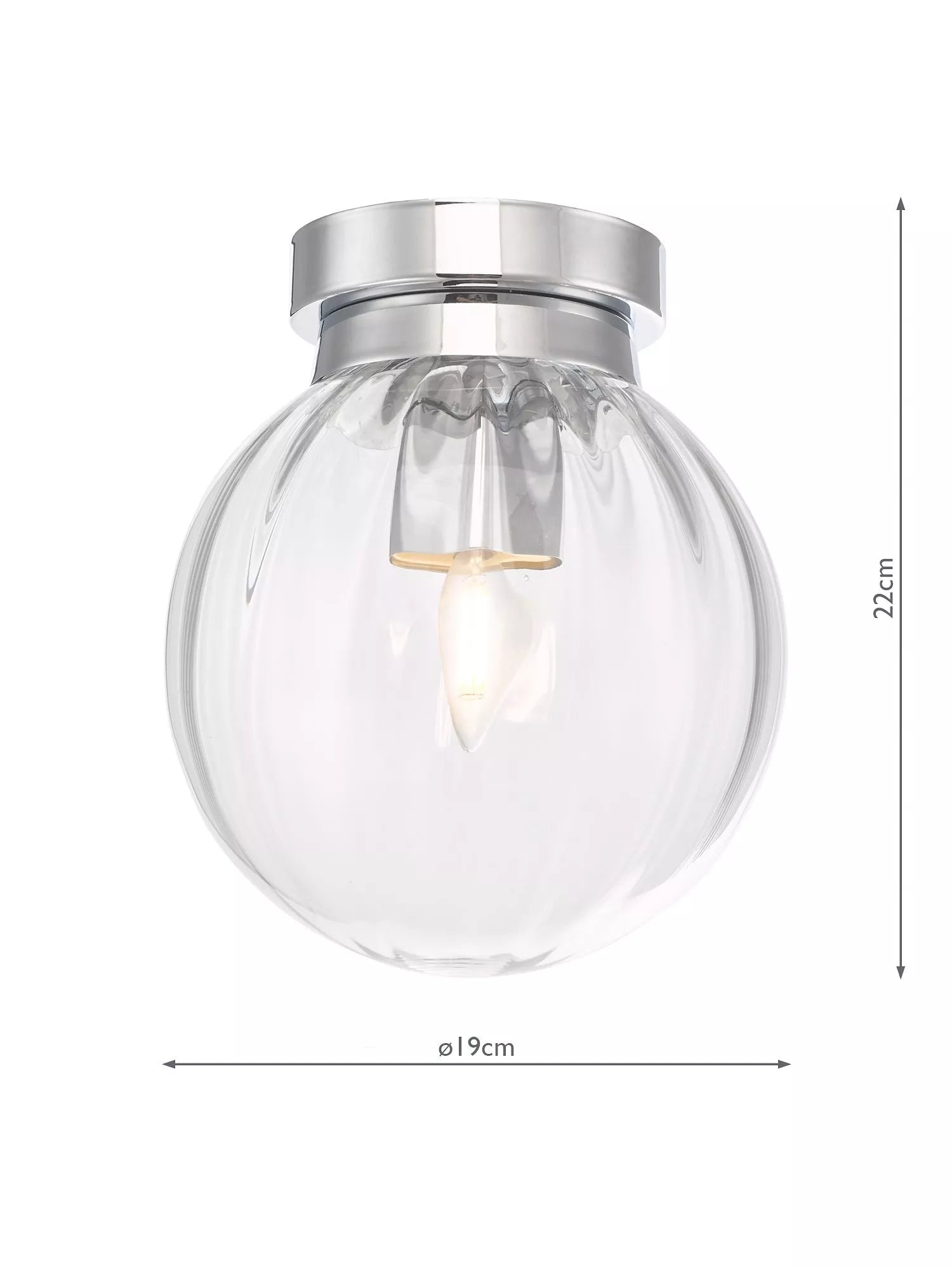 Där bathroom ceiling light clear polished chrome semi flush, UK version