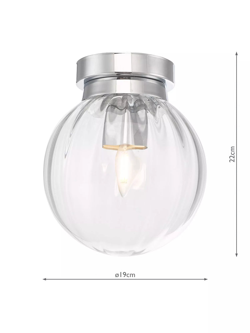 Där bathroom ceiling light clear polished chrome semi flush, UK version