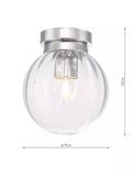Där bathroom ceiling light clear polished chrome semi flush, UK version