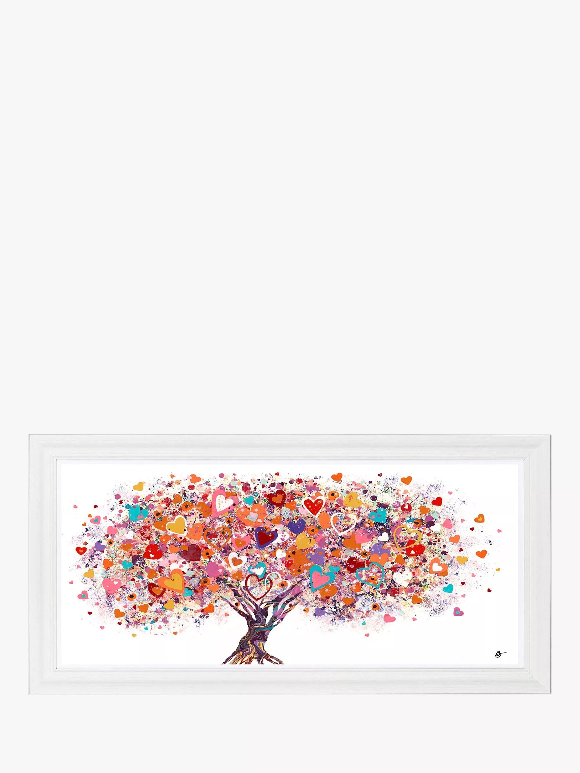 John Lewis framed print Tree of Hearts Pink/Multi 56x111cm - British product