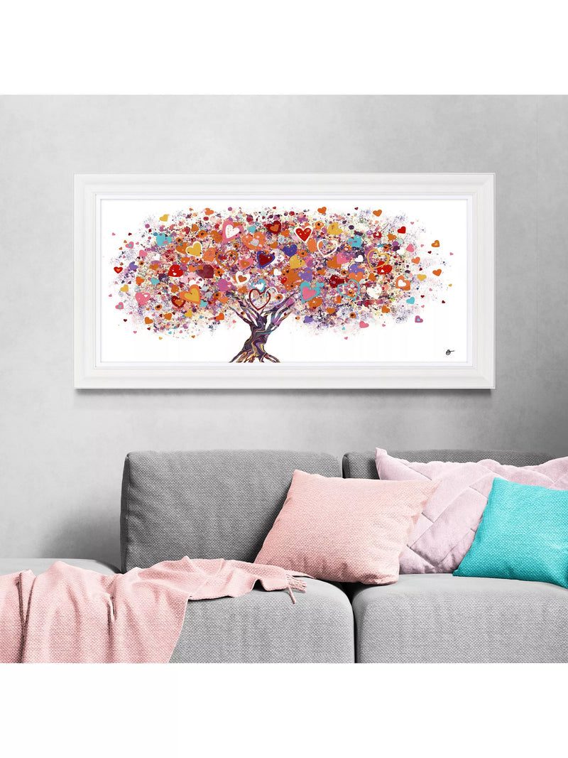 John Lewis framed print Tree of Hearts Pink/Multi 56x111cm - British product