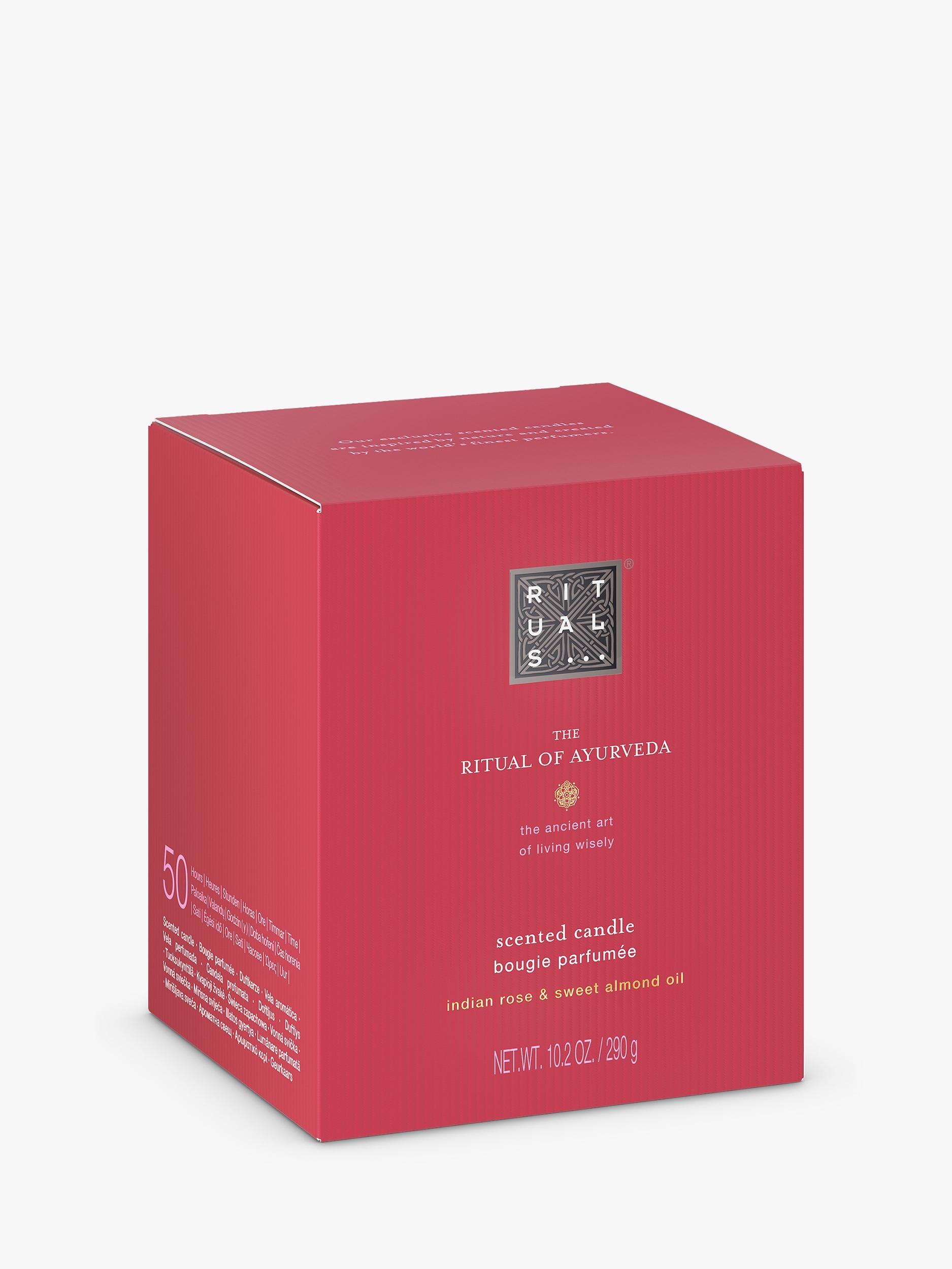 Rituals Ayurvedic scented candle with Indian rose and sweet almond oil, 290g, imported from the UK