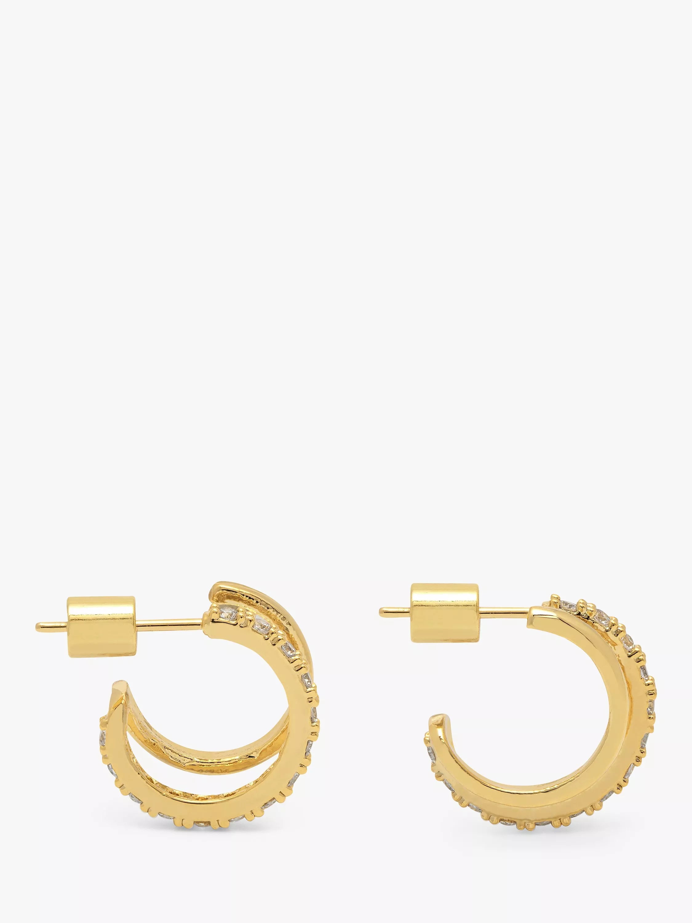 Estella Bartlett double hoop earrings with cubic zirconia stones, gold plated (British brand)