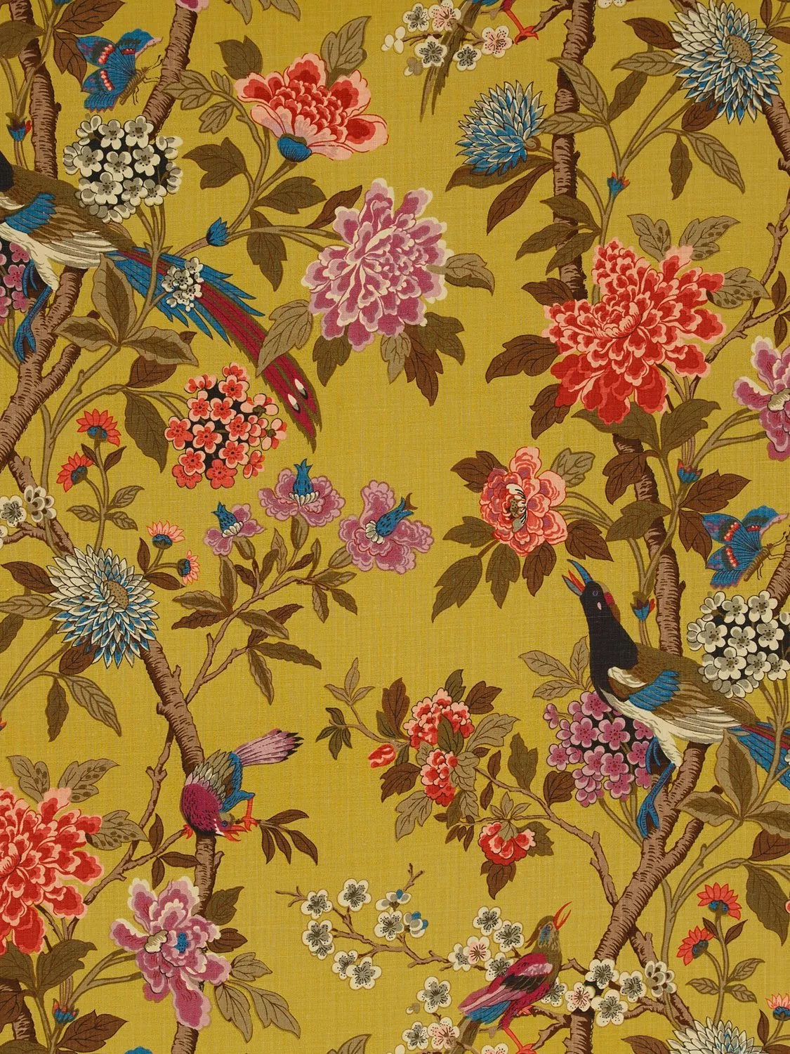 GP & J Baker Hydrangea Bird Furnishing Fabric