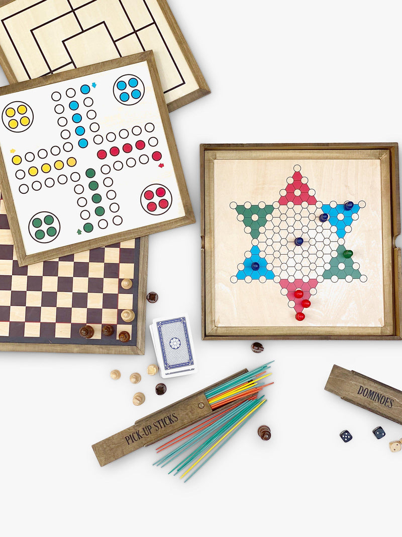 Solesmith Personalised Family Games Set wooden board game box (British brand)