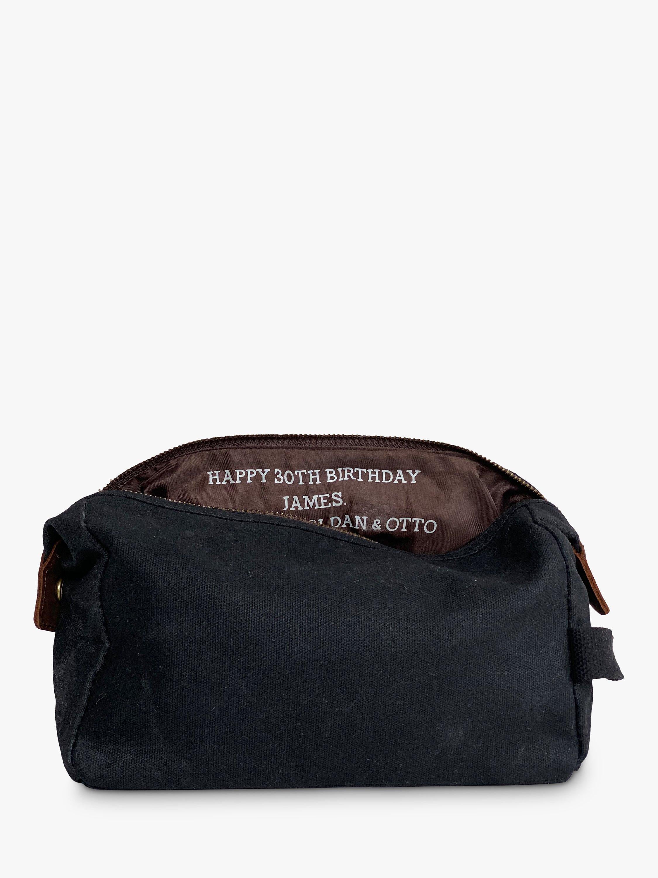Solesmith personalised hidden message wash bag (British brand)