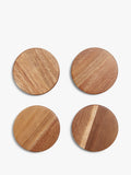 John Lewis acacia wood coasters set of 4 with metal stand - British product