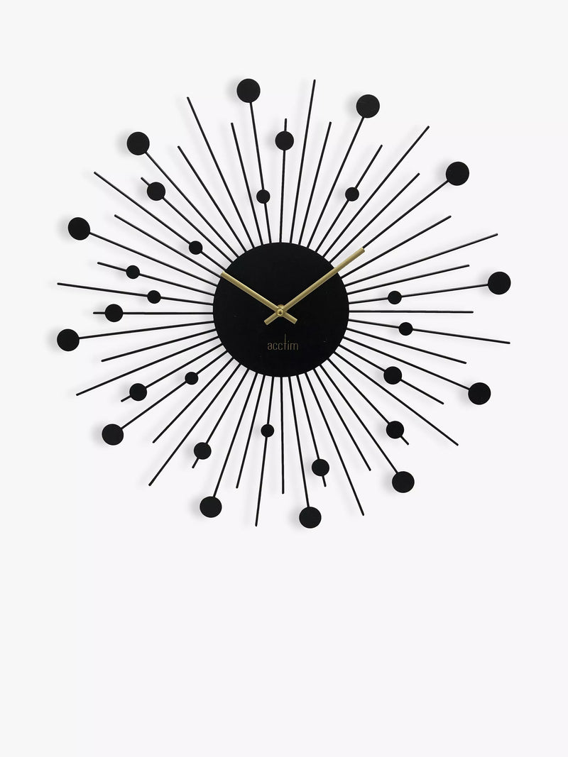 Acctim sunburst-style metal analogue quartz wall clock 50cm - British product
