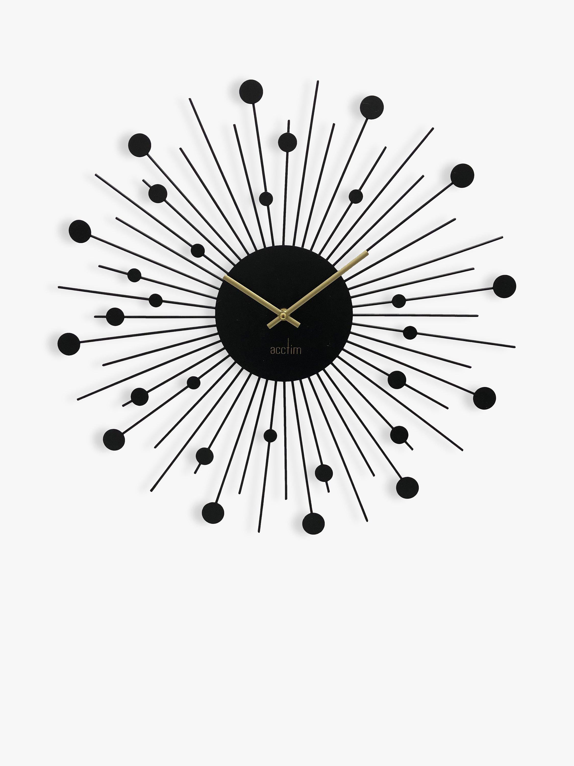 Acctim sunburst-style metal analogue quartz wall clock 50cm - British product