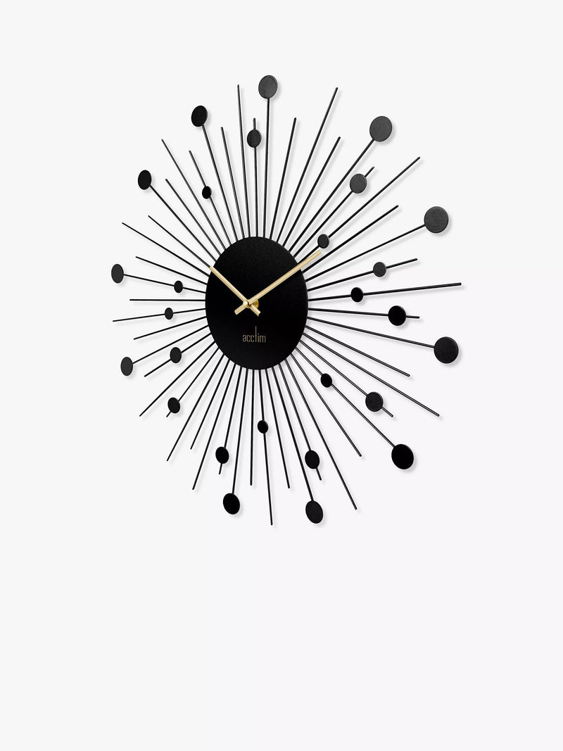 Acctim sunburst-style metal analogue quartz wall clock 50cm - British product