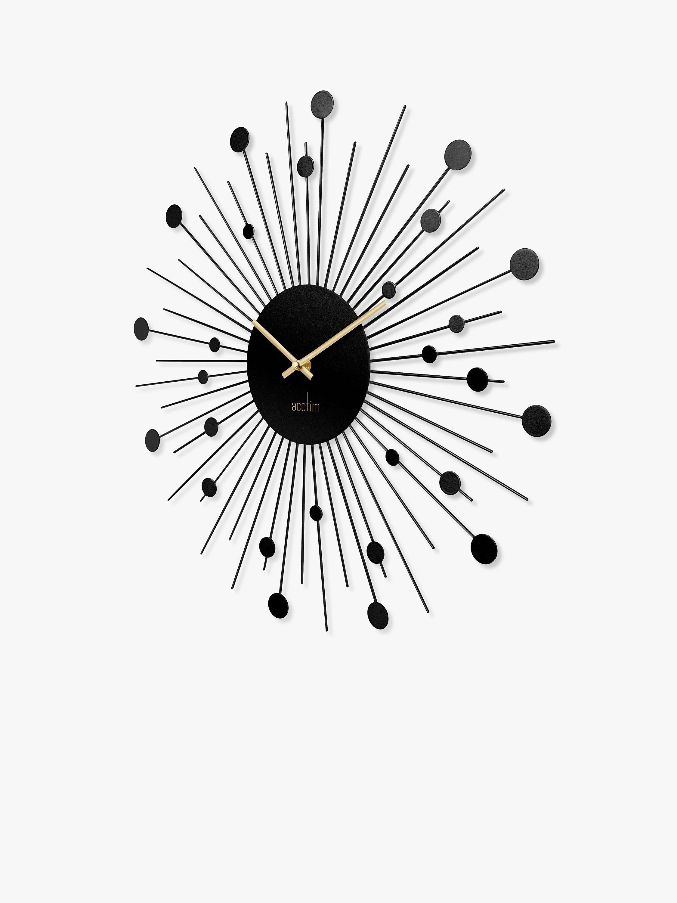 Acctim sunburst-style metal analogue quartz wall clock 50cm - British product